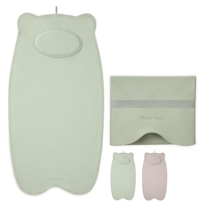 image:imageBlissful Diary Vegan Leather Portable Changing Pad Waterproof Diaper Changing Mat Wipeable Newborn Gifts with Builtin Padding Light Green