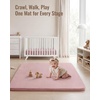 image:imageBlissful Diary 13 Thick Baby Play Mat 50x50 Playpen Mat with Removable amp Washable Cover Ultra Soft Crawling Rug for Floor Foam Cushion amp NonSlip Backing for Kid Toddlers and Infants BeigeDusty Pink