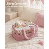 image:imageBlissful Diary Flannel Diaper Caddy Organizer with Gift Packaging Portable Nursery Storage Basket Gift for Baby Shower Newborn Boys amp Girls Essentials Registry Search Must Haves Blush Pink