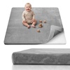 image:imageBlissful Diary 13 Thick Baby Play Mat 50x50 Playpen Mat with Removable amp Washable Cover Ultra Soft Crawling Rug for Floor Foam Cushion amp NonSlip Backing for Kid Toddlers and Infants BeigeLight Grey
