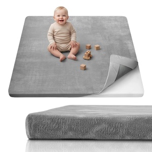 image:imageBlissful Diary 13 Thick Baby Play Mat 50x50 Playpen Mat with Removable amp Washable Cover Ultra Soft Crawling Rug for Floor Foam Cushion amp NonSlip Backing for Kid Toddlers and Infants BeigeLight Grey