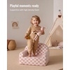 image:imageBlissful Diary Kids Chair Soft Kids Armchair Comfortable Kids Couch Sofa for Reading Playing Kids Furniture for Boys and Girls GiftCream WhiteBlush Checkered