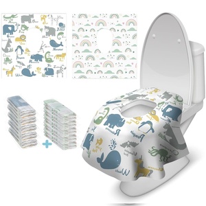 image:imageBlissful Diary 20 Pcs Toilet Seat Covers Disposable for Toddlers amp Adults Extra Large Waterproof Portable Package for Travel Kids Potty TrainingPurple FlowersRainbowAnimal