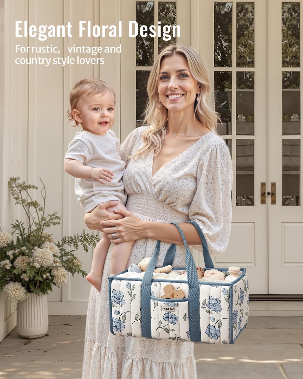 image:imageBlissful Diary Toile Diaper Caddy Organizer Baby Diaper Basket Blue Toile  French Vintage Toile Nursery Storage Basket Gift for Baby Shower Newborn Boy amp Girl Essentials Registry Search Must HavesPeony Blue