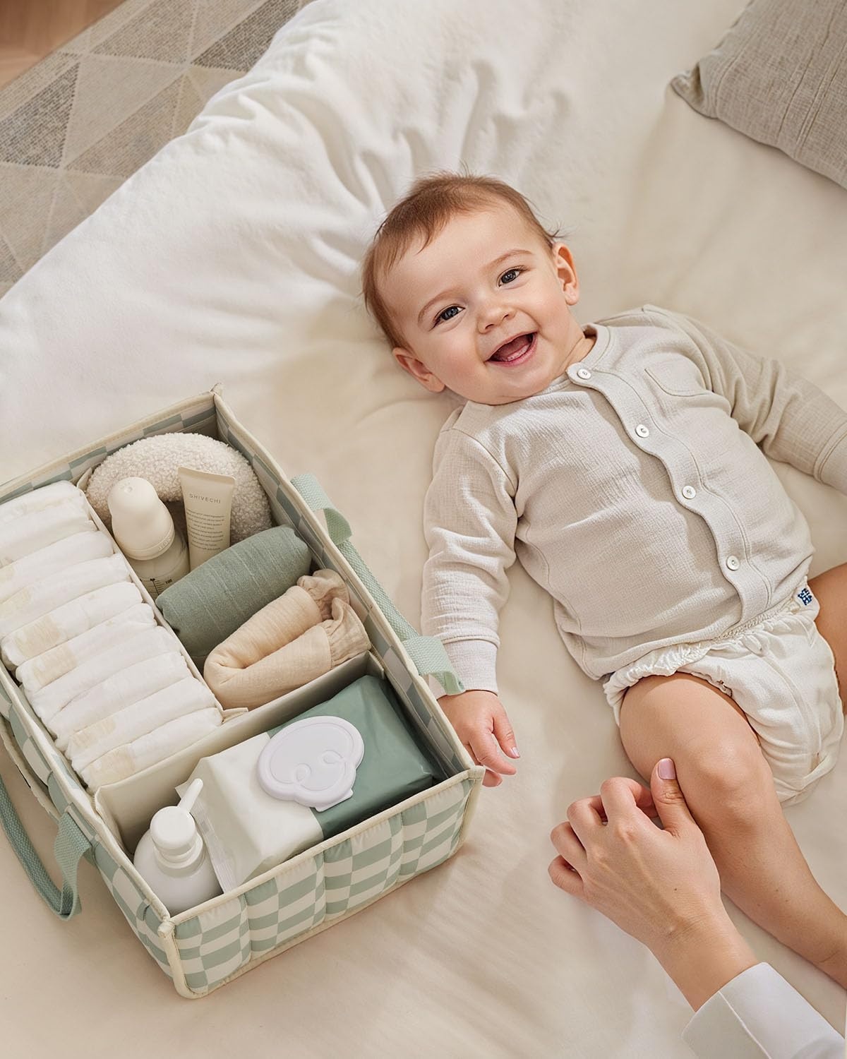 image:imageBlissful Diary Toile Diaper Caddy Organizer Baby Diaper Basket Blue Toile  French Vintage Toile Nursery Storage Basket Gift for Baby Shower Newborn Boy amp Girl Essentials Registry Search Must HavesCheckered Pink