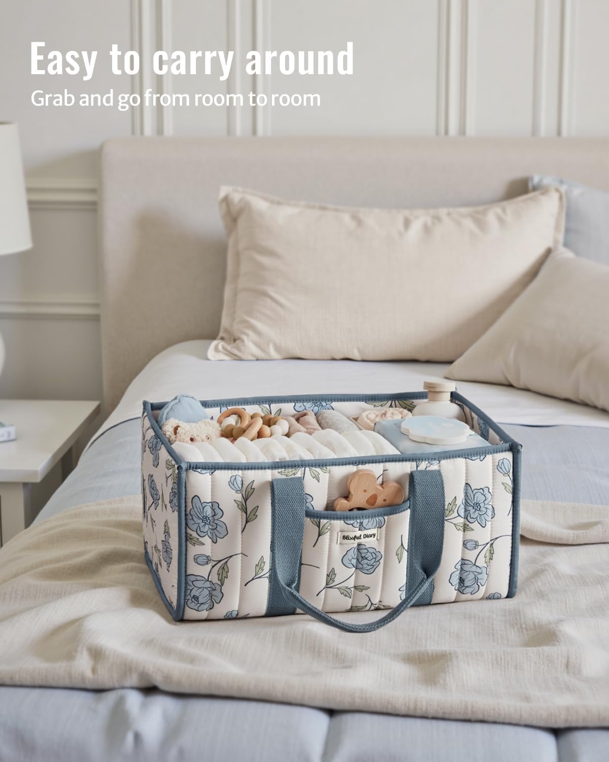 image:imageBlissful Diary Toile Diaper Caddy Organizer Baby Diaper Basket Blue Toile  French Vintage Toile Nursery Storage Basket Gift for Baby Shower Newborn Boy amp Girl Essentials Registry Search Must HavesPeony Blue