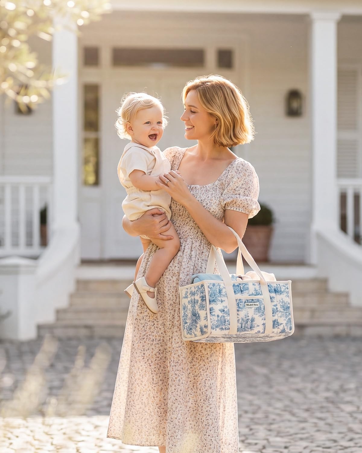 image:imageBlissful Diary Toile Diaper Caddy Organizer Baby Diaper Basket Blue Toile  French Vintage Toile Nursery Storage Basket Gift for Baby Shower Newborn Boy amp Girl Essentials Registry Search Must HavesBlue Toile