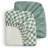 image:imageMuslin Baby Hooded Towel Soft amp Absorbent Bath Towel for Infant Bundle with Muslin Crib Sheets Fitted for 52x28 Crib Mattress Sage Checkboard amp Sage Green