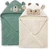 image:imageMuslin Baby Hooded Towel Soft amp Absorbent Bear amp Lamb bundle with Baby Play Mats for Floor 50x50 Playpen Mat Sage Green