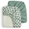 image:imageMuslin Crib Sheets Fitted for 52x28 Crib Mattress Bundle with Nursing Cover Roman Green