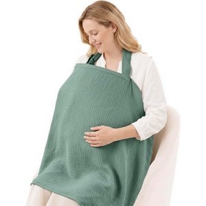 image:imageBlissful Diary Muslin Nursing Cover Cover up with Arch Neckline Roman Green Bundle with Muslin Baby Hooded Towel Soft amp Absorbent Bear amp Giraffe