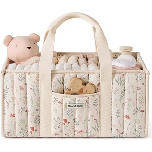 image:imageBlissful Diary Toile Diaper Caddy Organizer Baby Diaper Basket Blue Toile  French Vintage Toile Nursery Storage Basket Gift for Baby Shower Newborn Boy amp Girl Essentials Registry Search Must HavesFloral Beige