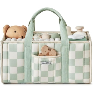 image:imageBlissful Diary Toile Diaper Caddy Organizer Baby Diaper Basket Blue Toile  French Vintage Toile Nursery Storage Basket Gift for Baby Shower Newborn Boy amp Girl Essentials Registry Search Must HavesCheckered Sage Green