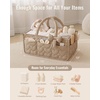 image:imageBlissful Diary Baby Diaper Caddy Organizer HeartQuilted Brown  Large amp Portable Storage Basket Gift for Baby Shower Newborn Boy amp Girl Essential Registry Search Must Haves