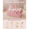 image:imageBlissful Diary Baby Diaper Caddy Organizer HeartQuilted Light Pink  Large amp Portable Nursery Storage Basket Gift for Baby Shower Newborn Girl Essential Registry Search Must Haves