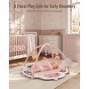 image:imageBlissful Diary Baby Play Gym Baby Activity Mat Playmat Tummy Time Mat  Safari Animals Sensory Play Mat 7 Interactive Toys StageBased Development Washable Playmat Baby Essentials Shower GiftPink Floral