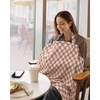 image:imageBlissful Diary Muslin Nursing Cover for Breastfeeding Breathable Breastfeeding Cover up with Arch Neckline for Women Nursing Apron Brown GinghamBrown Checkboard