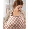 image:imageBlissful Diary Muslin Nursing Cover for Breastfeeding Breathable Breastfeeding Cover up with Arch Neckline for Women Nursing Apron Brown GinghamBrown Checkboard