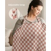 image:imageBlissful Diary Muslin Nursing Cover for Breastfeeding Breathable Breastfeeding Cover up with Arch Neckline for Women Nursing Apron Brown GinghamBrown Checkboard