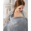 image:imageBlissful Diary Muslin Nursing Cover for Breastfeeding Breathable Breastfeeding Cover up with Arch Neckline for Women Nursing Apron Brown GinghamLight Grey