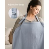 image:imageBlissful Diary Muslin Nursing Cover for Breastfeeding Breathable Breastfeeding Cover up with Arch Neckline for Women Nursing Apron Brown GinghamLight Blue