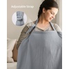 image:imageBlissful Diary Muslin Nursing Cover for Breastfeeding Breathable Breastfeeding Cover up with Arch Neckline for Women Nursing Apron Brown GinghamLight Grey