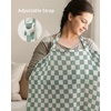 image:imageBlissful Diary Muslin Nursing Cover for Breastfeeding Breathable Breastfeeding Cover up with Arch Neckline for Women Nursing Apron Brown GinghamSage Checkboard