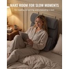 image:imageBlissful Diary Reading Pillow with Adjustable Neck amp Lumbar Support 19  Wider Back Pillow with OpenSide Design for Bed Sitting UpWatching TVGamingRelaxing Big Pockets amp Washable Cover Gray