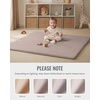 image:imageBlissful Diary Vegan Leather Baby Play Mat 71x59 Light Green  thick cushion safe and soft fabric waterproof and wip clean indoor use nonslip bottom stylish mordern decorTaupe