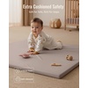 image:imageBlissful Diary Vegan Leather Baby Play Mat 71x59 Light Green  thick cushion safe and soft fabric waterproof and wip clean indoor use nonslip bottom stylish mordern decorTaupe