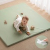 image:imageBlissful Diary Vegan Leather Baby Play Mat 71x59 Light Green  thick cushion safe and soft fabric waterproof and wip clean indoor use nonslip bottom stylish mordern decorLight Green