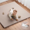 image:imageBlissful Diary Vegan Leather Baby Play Mat 71x59 Light Green  thick cushion safe and soft fabric waterproof and wip clean indoor use nonslip bottom stylish mordern decorTaupe