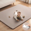 image:imageBlissful Diary Vegan Leather Baby Play Mat 71x59 Light Green  thick cushion safe and soft fabric waterproof and wip clean indoor use nonslip bottom stylish mordern decorTaupe
