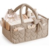 image:imageBlissful Diary Baby Diaper Caddy Organizer HeartQuilted Brown  Large amp Portable Storage Basket Gift for Baby Shower Newborn Boy amp Girl Essential Registry Search Must Haves