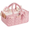 image:imageBlissful Diary Baby Diaper Caddy Organizer HeartQuilted Light Pink  Large amp Portable Nursery Storage Basket Gift for Baby Shower Newborn Girl Essential Registry Search Must Haves