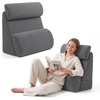 image:imageBlissful Diary Reading Pillow with Adjustable Neck amp Lumbar Support 19  Wider Back Pillow with OpenSide Design for Bed Sitting UpWatching TVGamingRelaxing Big Pockets amp Washable Cover Gray