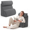 image:imageBlissful Diary Reading Pillow with Adjustable Neck amp Lumbar Support 21  Wider Back Pillow with OpenSide Design for Bed Sitting UpWatching TVGamingRelaxing Big Pockets amp Washable Cover Gray