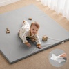 image:imageBlissful Diary Vegan Leather Baby Play Mat 71x59 Light Green  thick cushion safe and soft fabric waterproof and wip clean indoor use nonslip bottom stylish mordern decorLight Gray