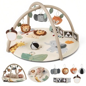 image:imageBlissful Diary Baby Play Gym Baby Activity Mat Playmat Tummy Time Mat  Safari Animals Sensory Play Mat 7 Interactive Toys StageBased Development Washable Playmat Baby Essentials Shower GiftJungle Animal