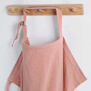 image:imageBlissful Diary Muslin Nursing Cover for Breastfeeding Breathable Breastfeeding Cover up with Arch Neckline for Women Nursing Apron Brown GinghamDusty Pink