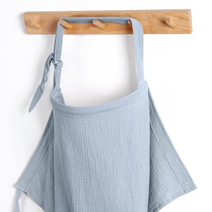 image:imageBlissful Diary Muslin Nursing Cover for Breastfeeding Breathable Breastfeeding Cover up with Arch Neckline for Women Nursing Apron Brown GinghamLight Blue