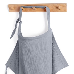image:imageBlissful Diary Muslin Nursing Cover for Breastfeeding Breathable Breastfeeding Cover up with Arch Neckline for Women Nursing Apron Brown GinghamLight Grey