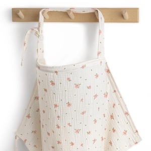 image:imageBlissful Diary Muslin Nursing Cover for Breastfeeding Breathable Breastfeeding Cover up with Arch Neckline for Women Nursing Apron Brown GinghamPink Floral