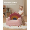image:imageBlissful Diary Foldable Kids Couch Extra Wide Kids Sofa Chair Blush Check  307 Wide Seat 2in1 Fold Out Comfy Design HighDensity Foam Support Washable Cover Carry HandleRainbow Blush