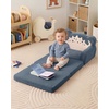 image:imageBlissful Diary Foldable Kids Couch Extra Wide Kids Sofa Chair Blush Check  307 Wide Seat 2in1 Fold Out Comfy Design HighDensity Foam Support Washable Cover Carry HandleDinosaur Blue
