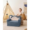 image:imageBlissful Diary Foldable Kids Couch Extra Wide Kids Sofa Chair Blush Check  307 Wide Seat 2in1 Fold Out Comfy Design HighDensity Foam Support Washable Cover Carry HandleDinosaur Blue