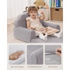 image:imageBlissful Diary Foldable Kids Couch Extra Wide Kids Sofa Chair Blush Check  307 Wide Seat 2in1 Fold Out Comfy Design HighDensity Foam Support Washable Cover Carry HandleShell Gray