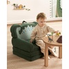 image:imageBlissful Diary Foldable Kids Couch Extra Wide Kids Sofa Chair Blush Check  307 Wide Seat 2in1 Fold Out Comfy Design HighDensity Foam Support Washable Cover Carry HandleDinosaur Green