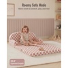 image:imageBlissful Diary Foldable Kids Couch Extra Wide Kids Sofa Chair Blush Check  307 Wide Seat 2in1 Fold Out Comfy Design HighDensity Foam Support Washable Cover Carry HandleCheckered Blush