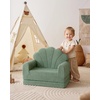 image:imageBlissful Diary Foldable Kids Couch Extra Wide Kids Sofa Chair Blush Check  307 Wide Seat 2in1 Fold Out Comfy Design HighDensity Foam Support Washable Cover Carry HandleShell Green
